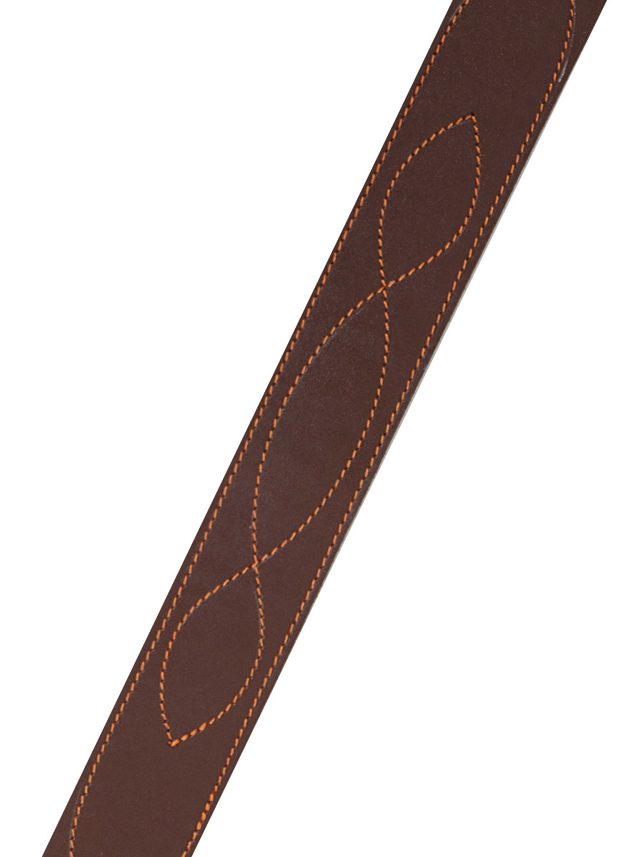 Ремень кожаный коричневый Портупея с оранжевой отстрочкой - фото 2 - rockbunker.ru