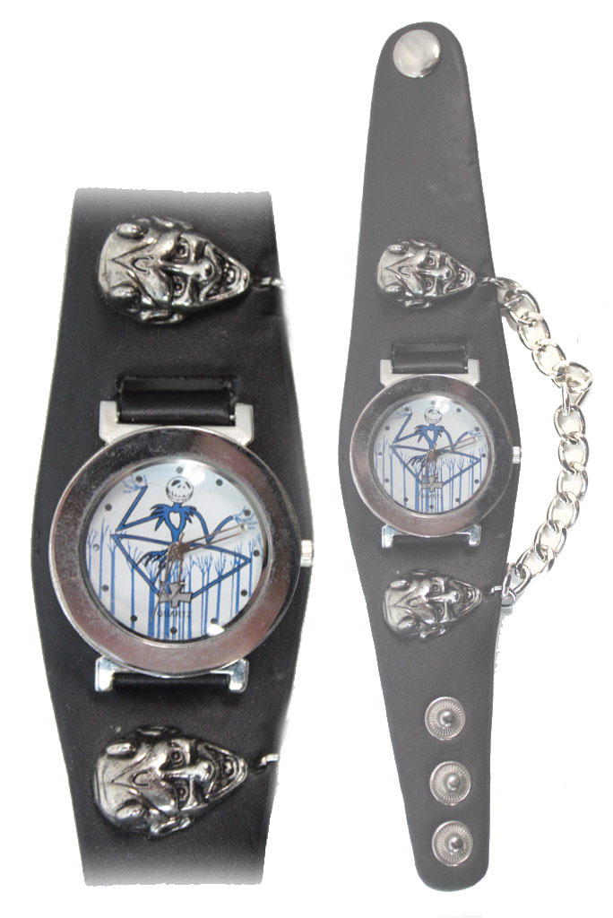 Часы наручные Джек с Черепами и цепочкой коричневые - фото 1 - rockbunker.ru