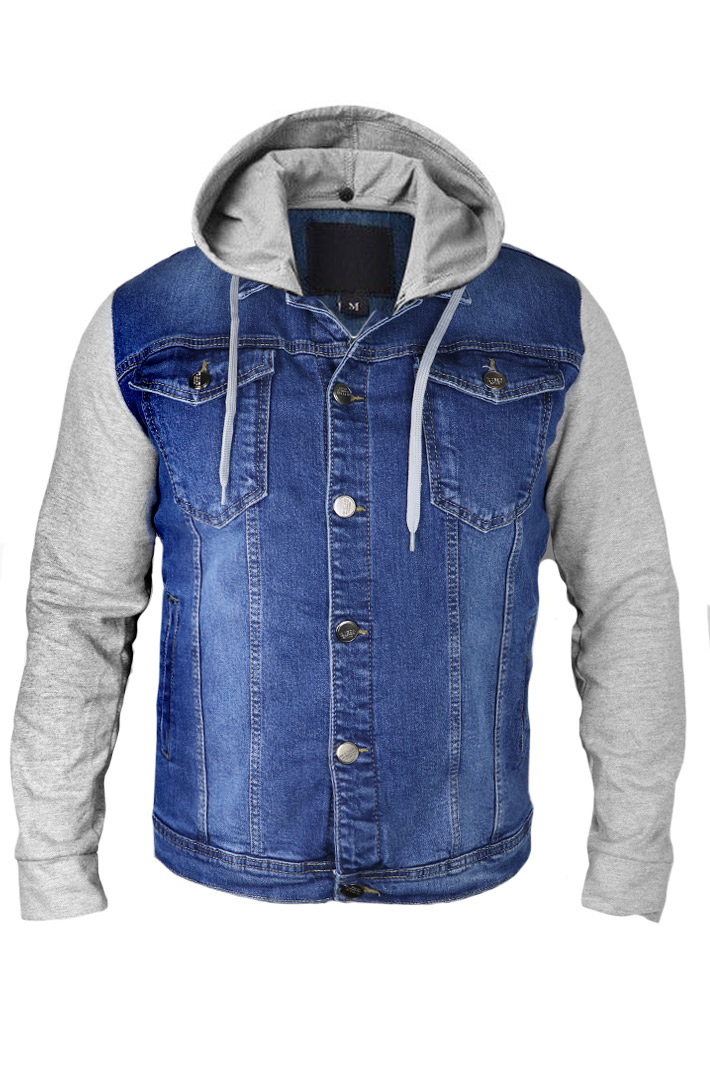 Куртка джинсовая с трикотажным рукавом - фото 1 - rockbunker.ru