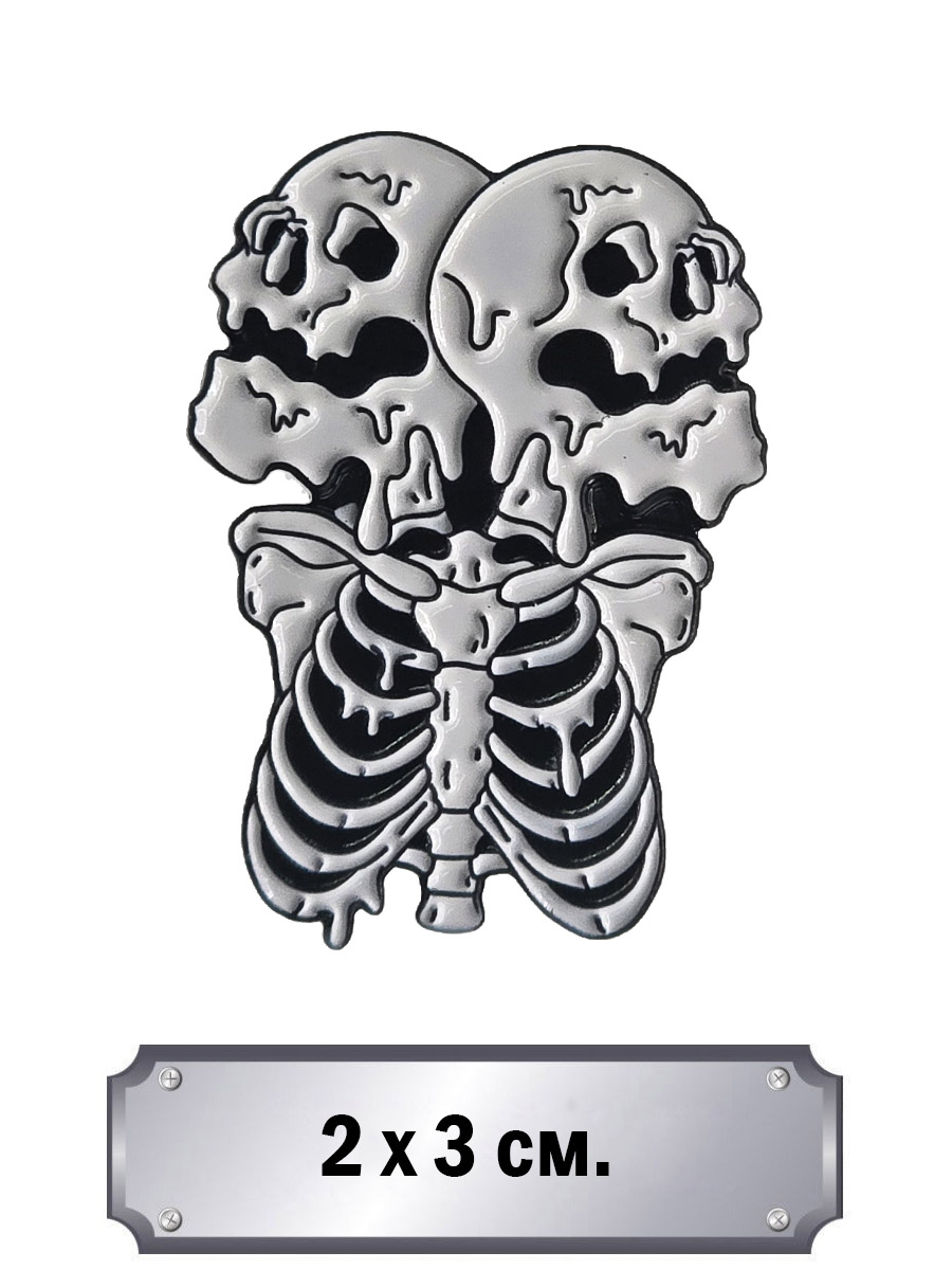 Значок Двуглавый Скелет - фото 1 - rockbunker.ru