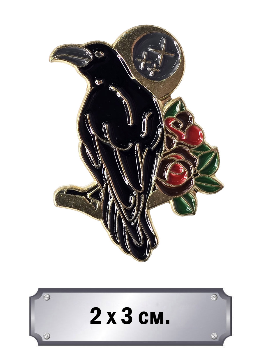 Значок Ворон с Цветами - фото 1 - rockbunker.ru