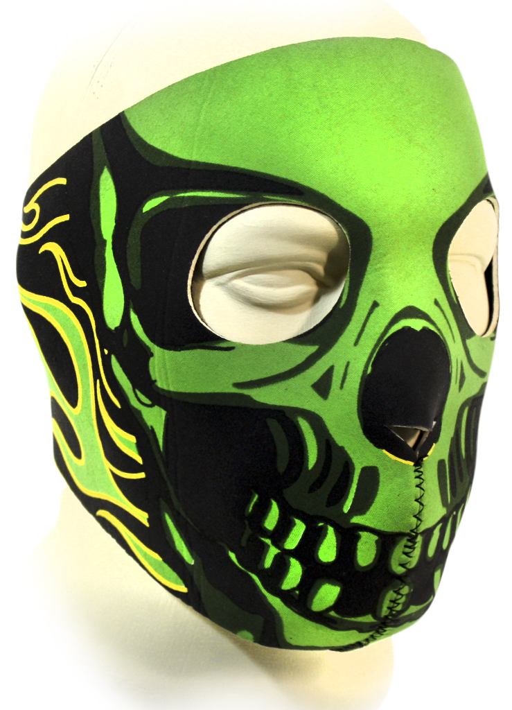 Байкерская маска череп зеленый на все лицо - фото 1 - rockbunker.ru