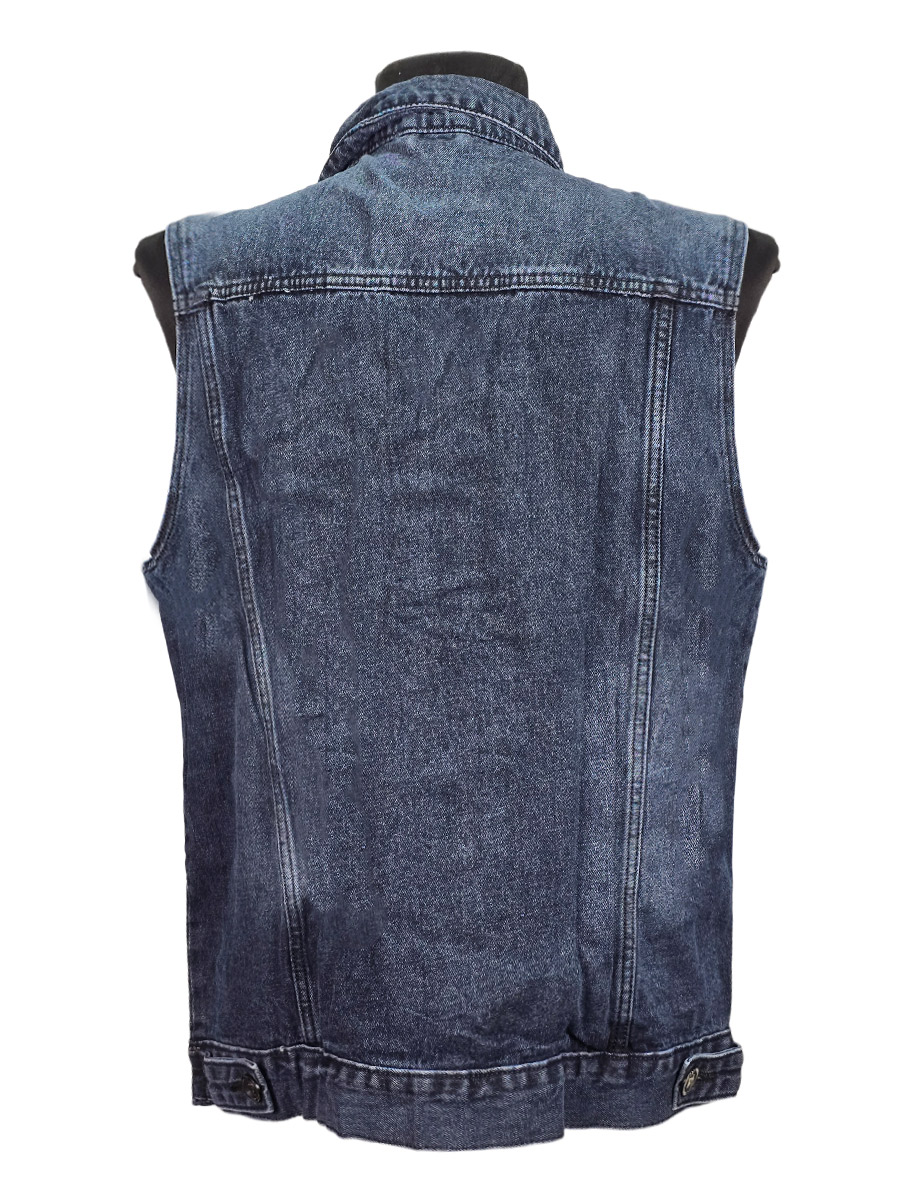Жилет джинсовый синий - фото 2 - rockbunker.ru