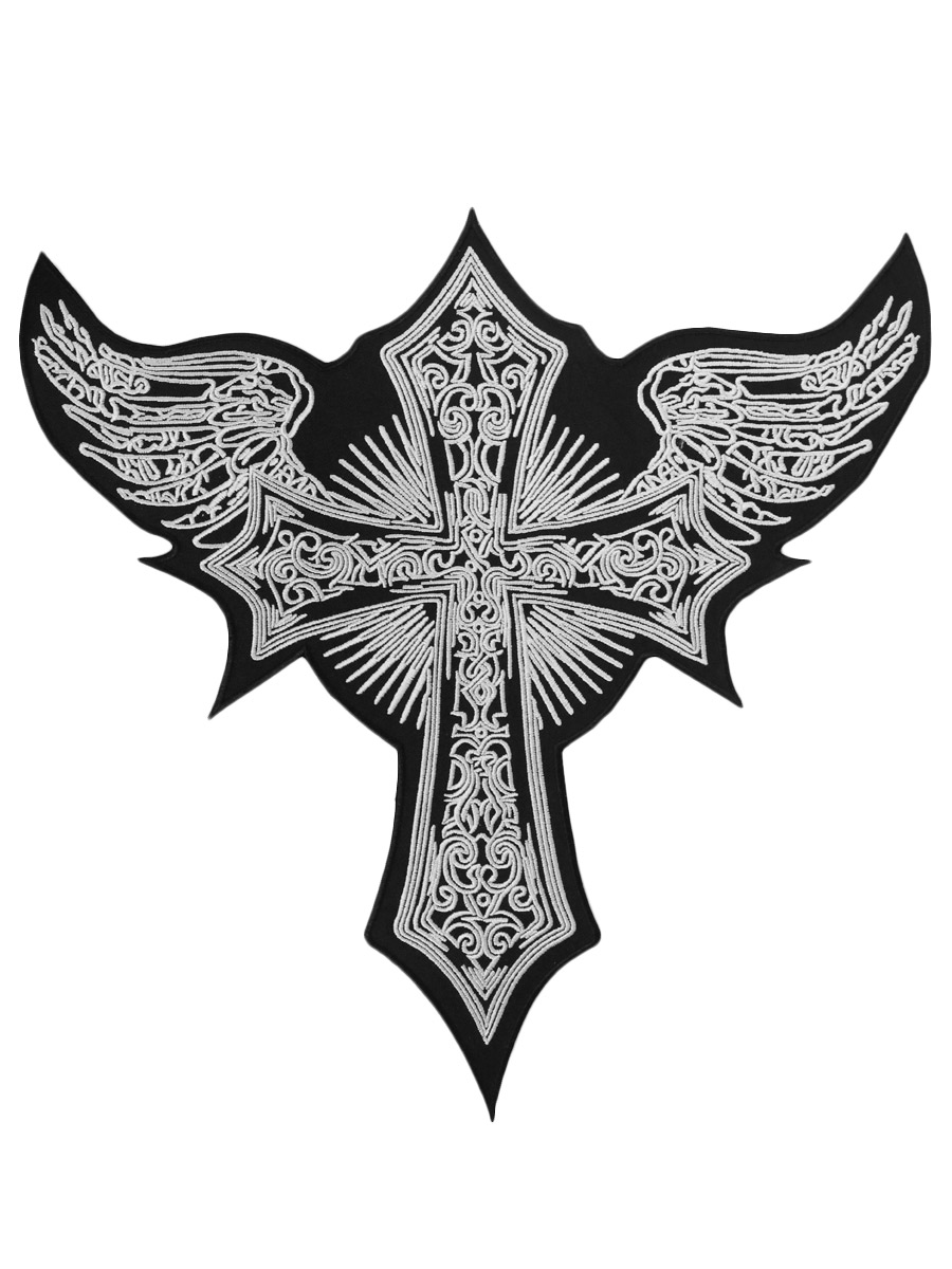 Термонашивка на спину Крест с крыльями - фото 1 - rockbunker.ru