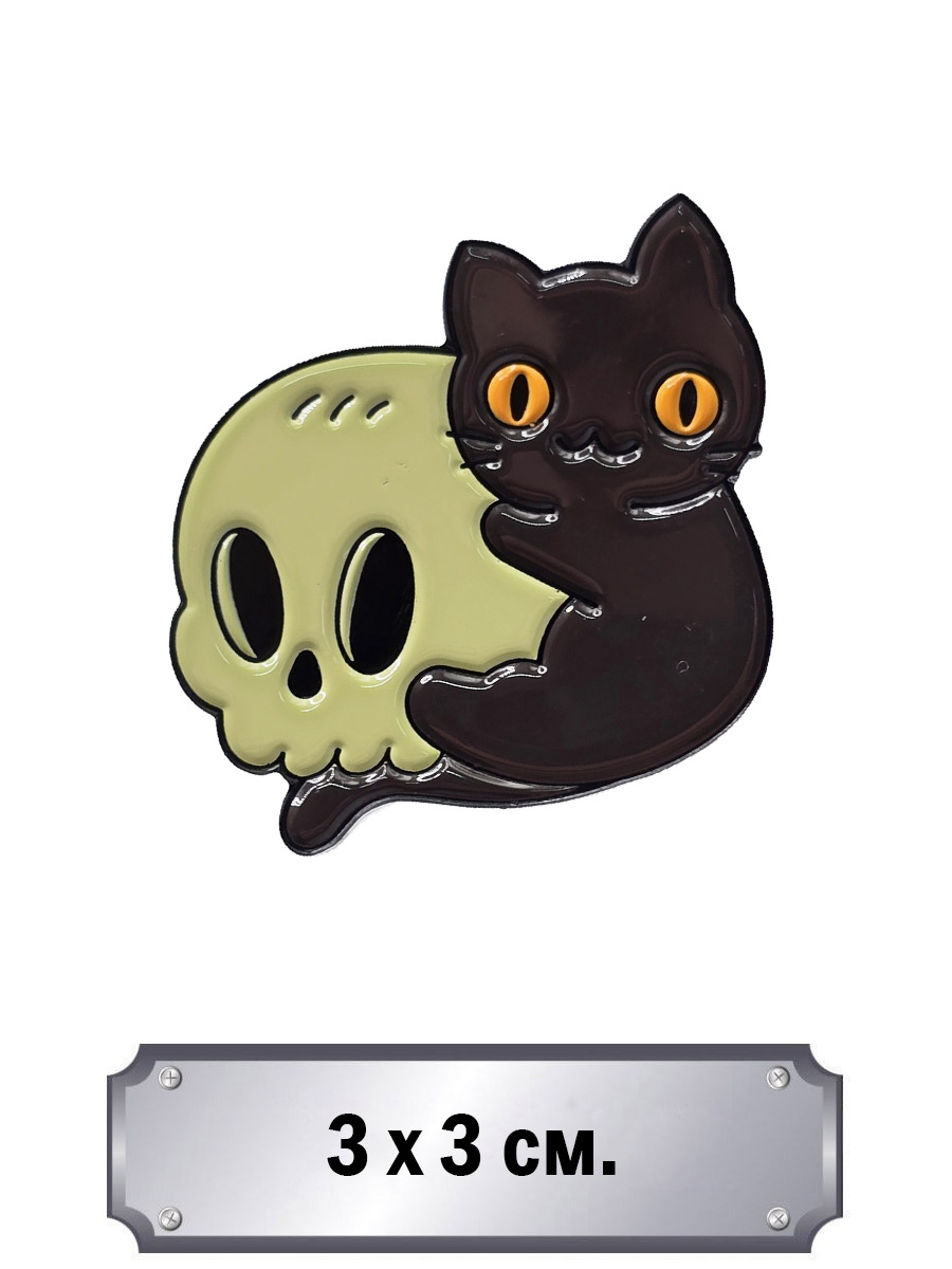 Значок Котики с черепом - фото 1 - rockbunker.ru