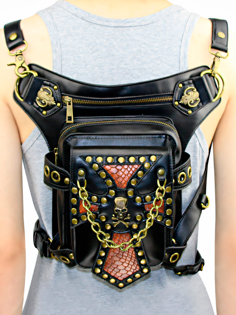 Сумка Стимпанк Универсальная Комбинированная с Цепью - фото 2 - rockbunker.ru