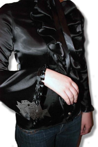 Рубашка готическая Serpent Eye с жабо и корсетом черная - фото 3 - rockbunker.ru