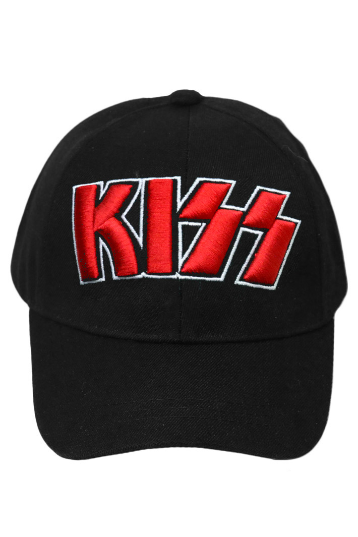 Бейсболка Kiss с 3D вышивкой красная - фото 2 - rockbunker.ru