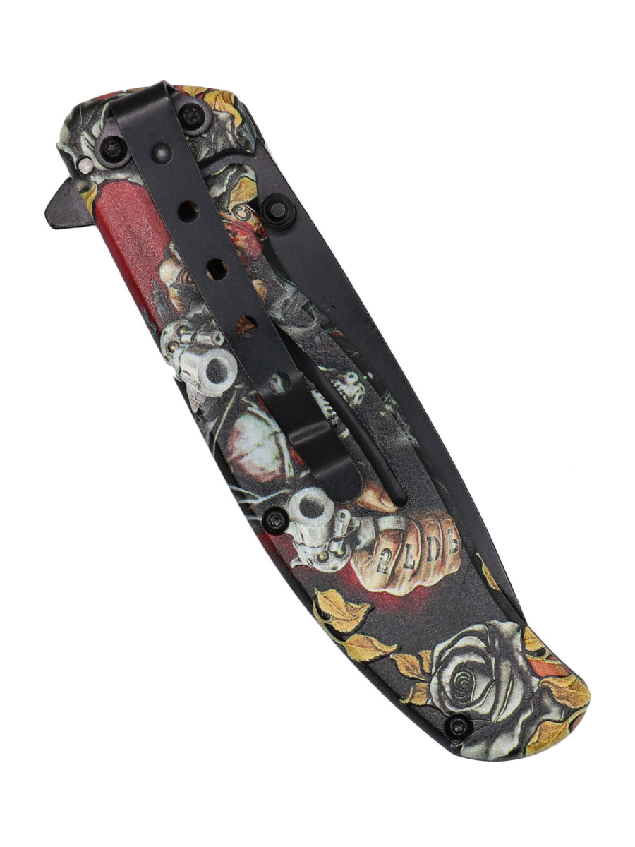 Нож складной с аэрографией Five Finger Death Punch - фото 2 - rockbunker.ru