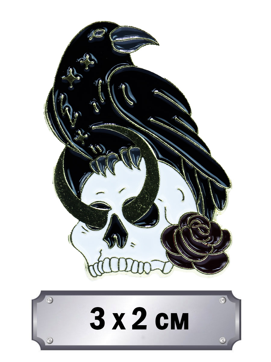 Значок Ворон на Черепе - фото 1 - rockbunker.ru