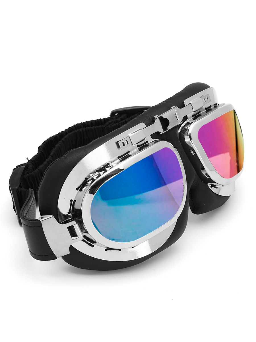 Ретро-очки Авиатор серебристые с синими линзами - фото 1 - rockbunker.ru