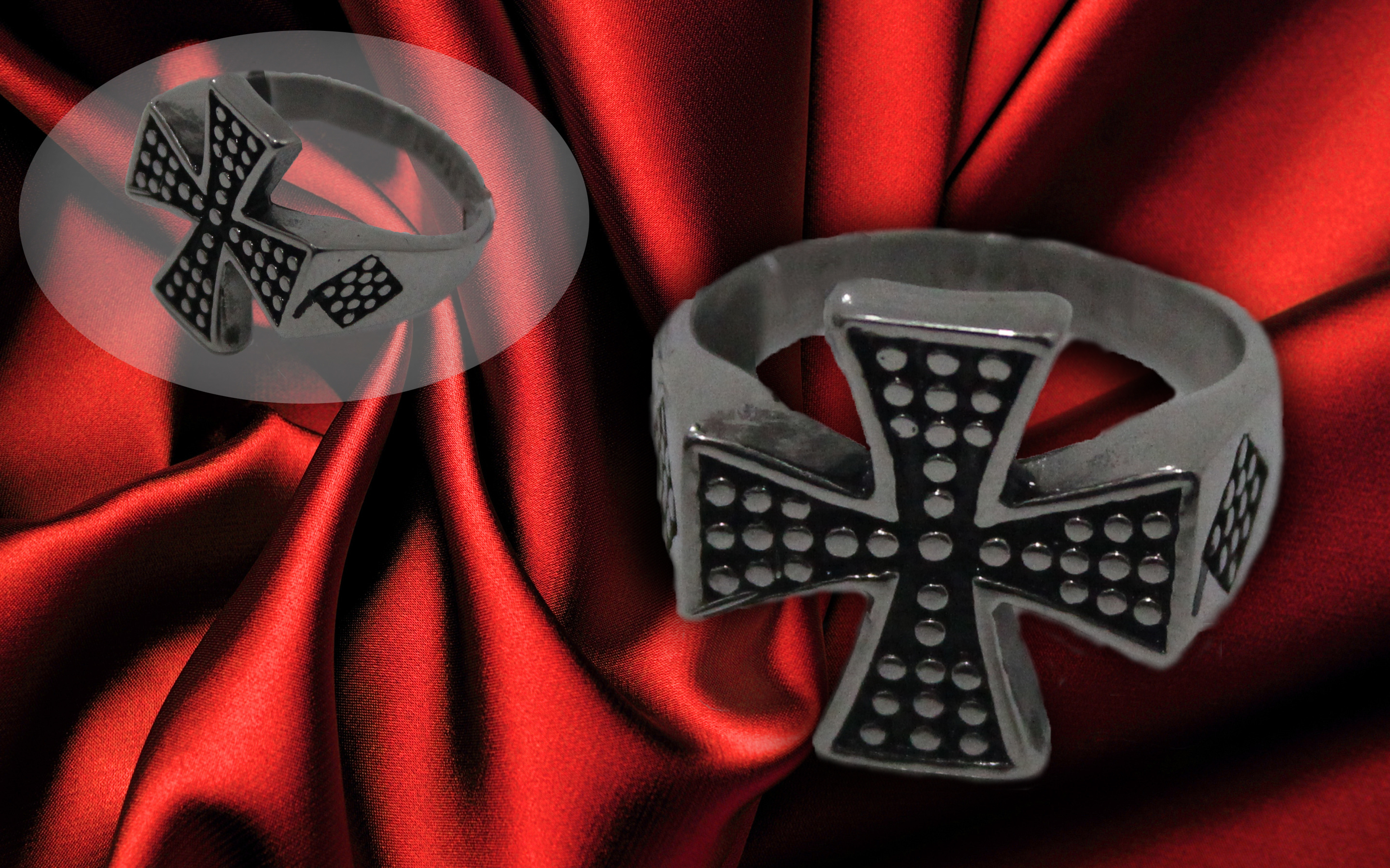 Кольцо Мальтийский крест с ромбом - фото 2 - rockbunker.ru