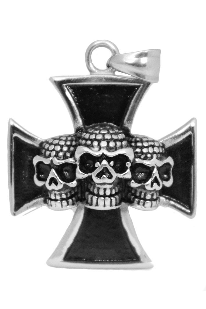 Кулон Железный Крест с черепами - фото 1 - rockbunker.ru