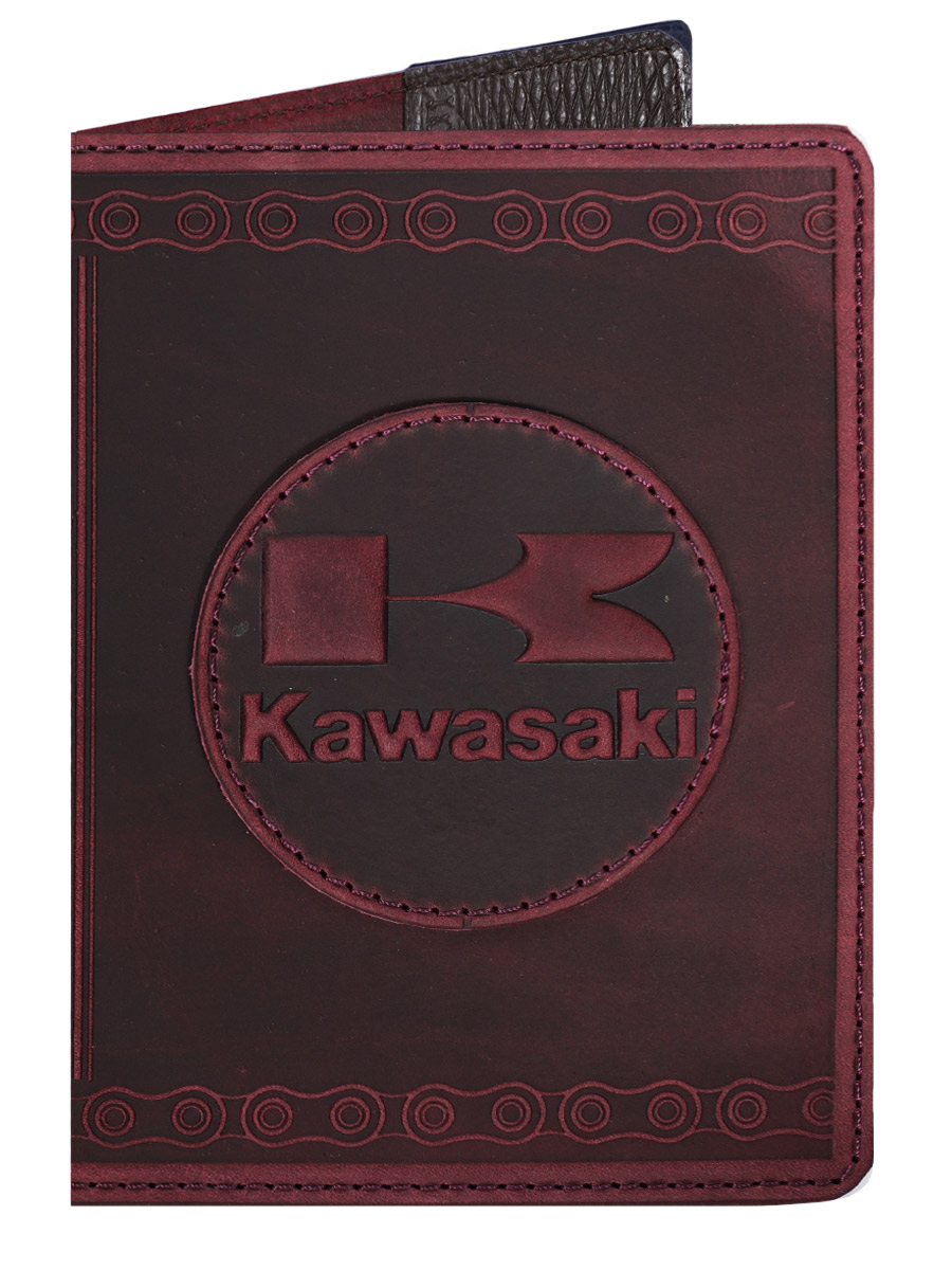 Обложка на паспорт Kawasaki малиновая - фото 1 - rockbunker.ru
