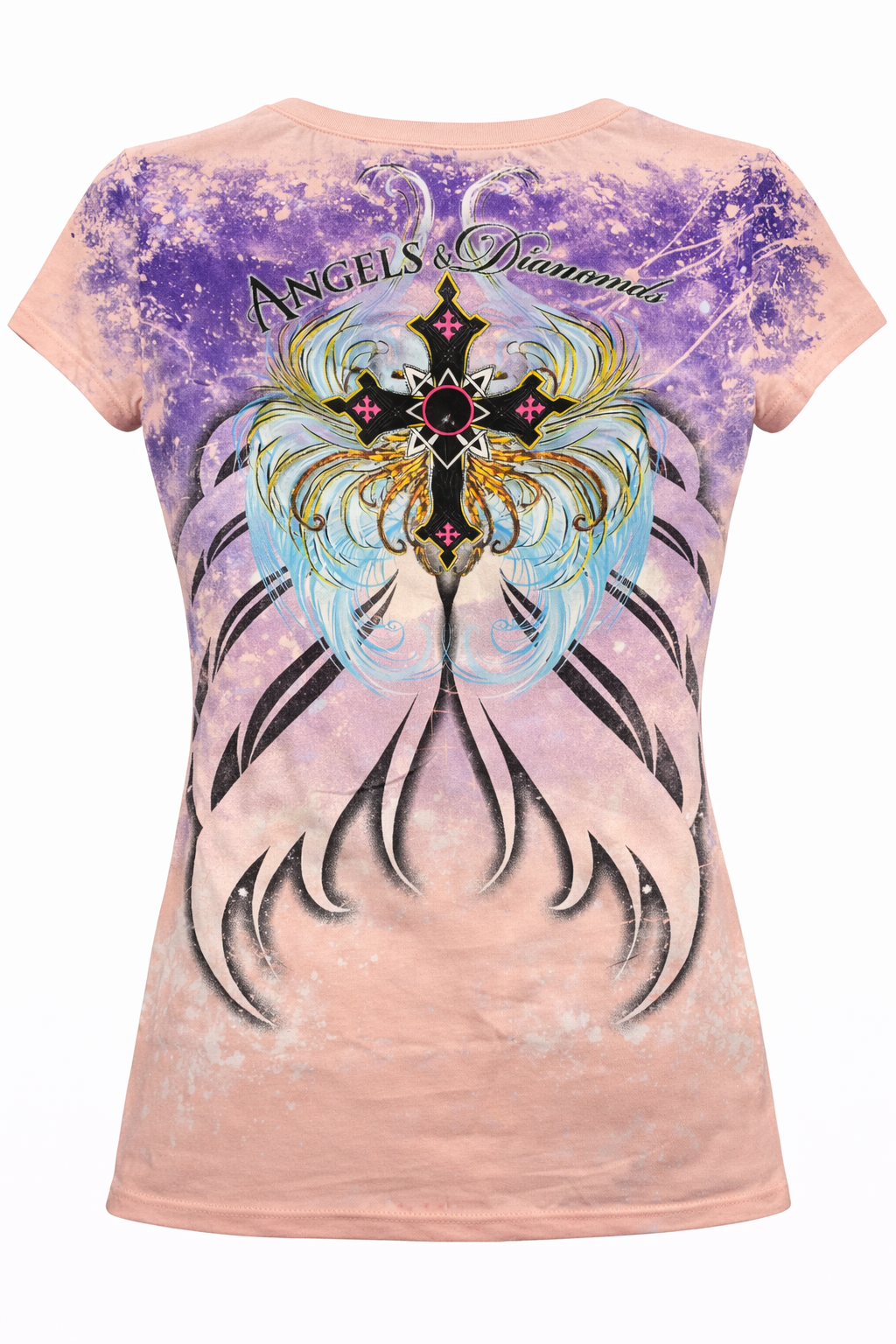 Футболка женская Xzavier AD008PK-SE Flying Birds & Cross - фото 2 - rockbunker.ru