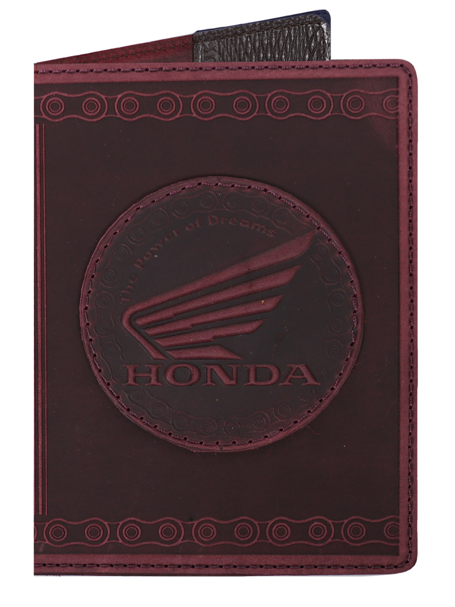 Обложка на паспорт Honda малиновая - фото 1 - rockbunker.ru