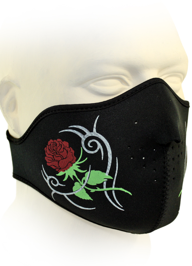 Байкерская маска роза с узором - фото 1 - rockbunker.ru