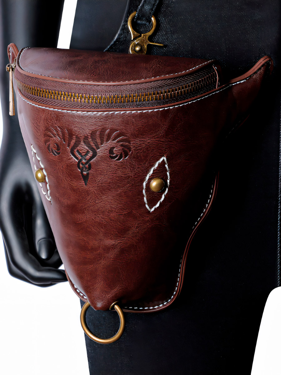Подсумок Стимпанк Бык Темно-Коричневый - фото 1 - rockbunker.ru