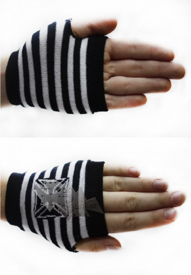Перчатки-митенки Arm Warmer в полоску с крестом - фото 1 - rockbunker.ru