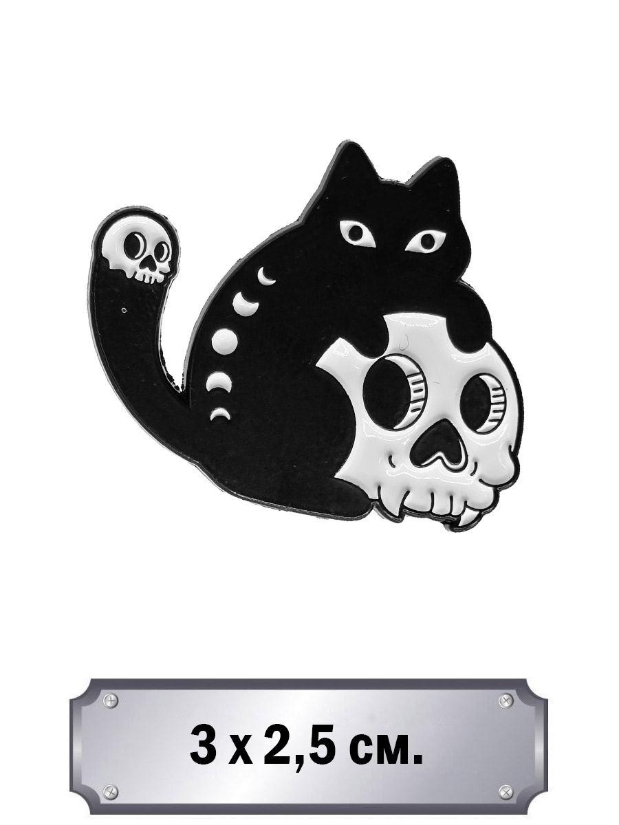 Значок Кот с черепом - фото 1 - rockbunker.ru