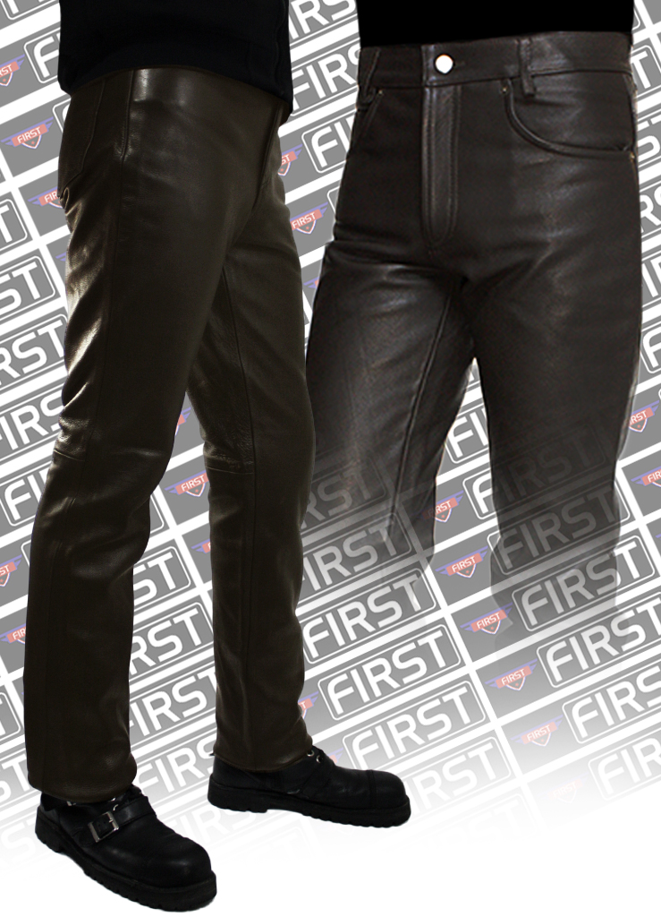 Штаны кожаные мужские First M-8025 BRN классические коричневые M8025BRN -купить в интернет-магазине RockBunker.ru