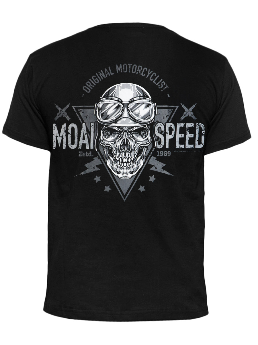 Футболка Moai Speed Череп в Шлеме - фото 1 - rockbunker.ru