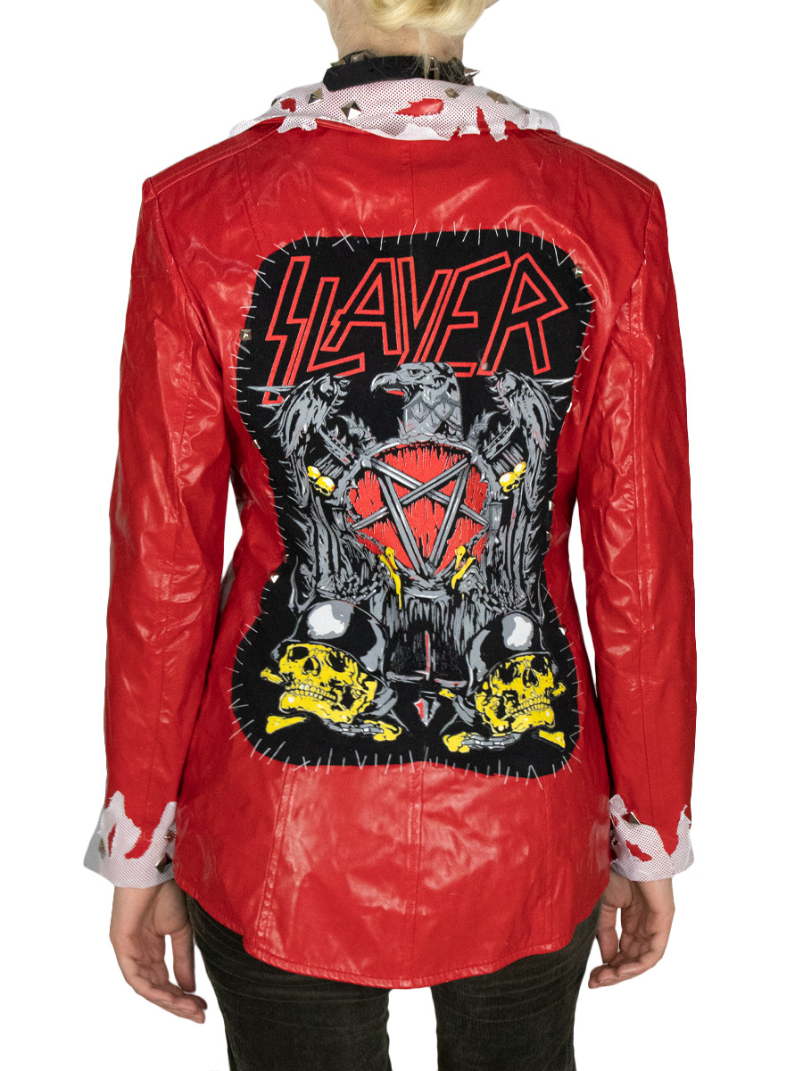 Куртка виниловая кастомная Slayer - фото 2 - rockbunker.ru