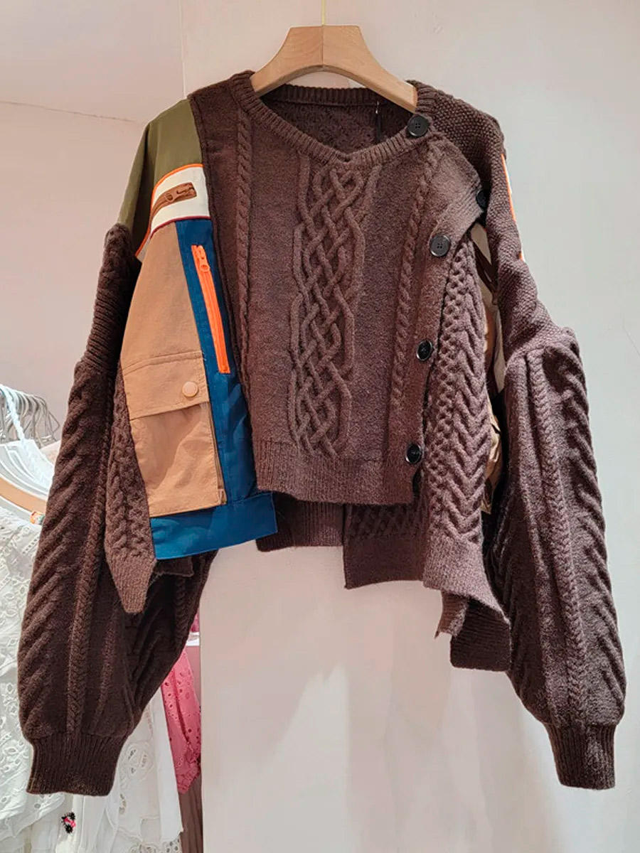 Джемпер Oversize  Коричневый - фото 1 - rockbunker.ru