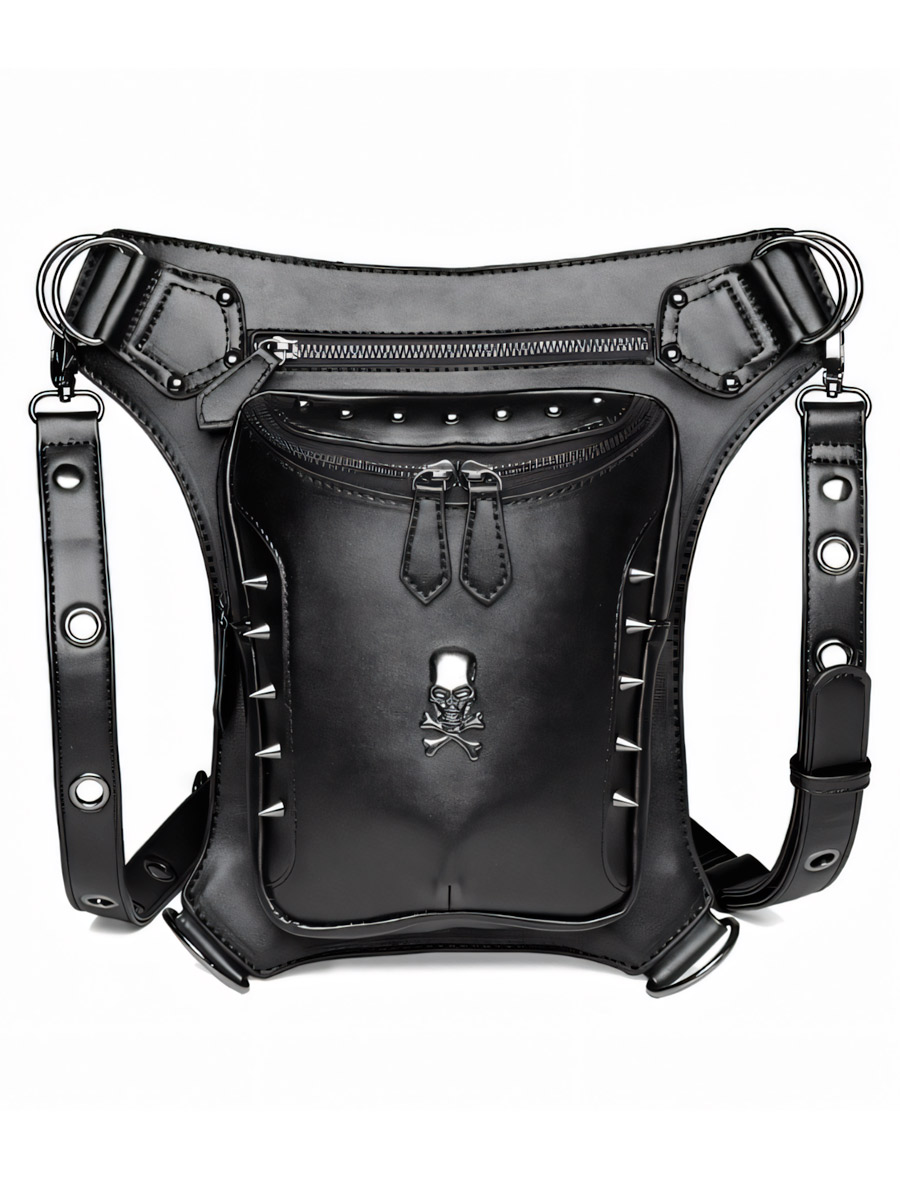 Сумка Стимпанк Универсальная Череп Шипы - фото 1 - rockbunker.ru