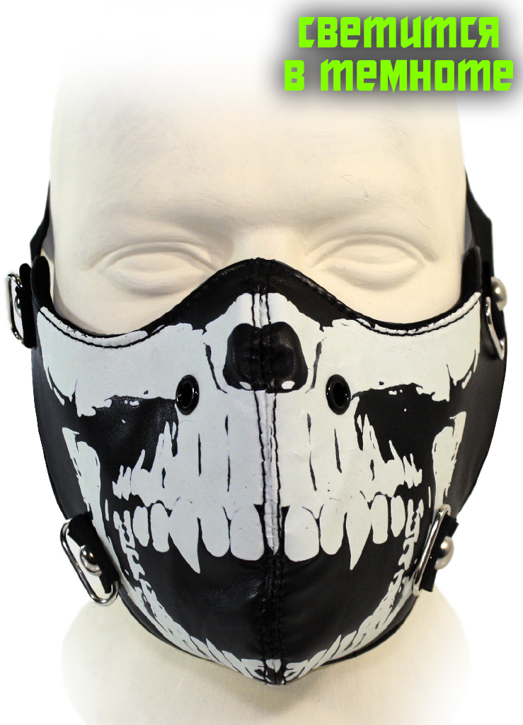 Rave маска Череп с клыками светится в темноте - фото 3 - rockbunker.ru