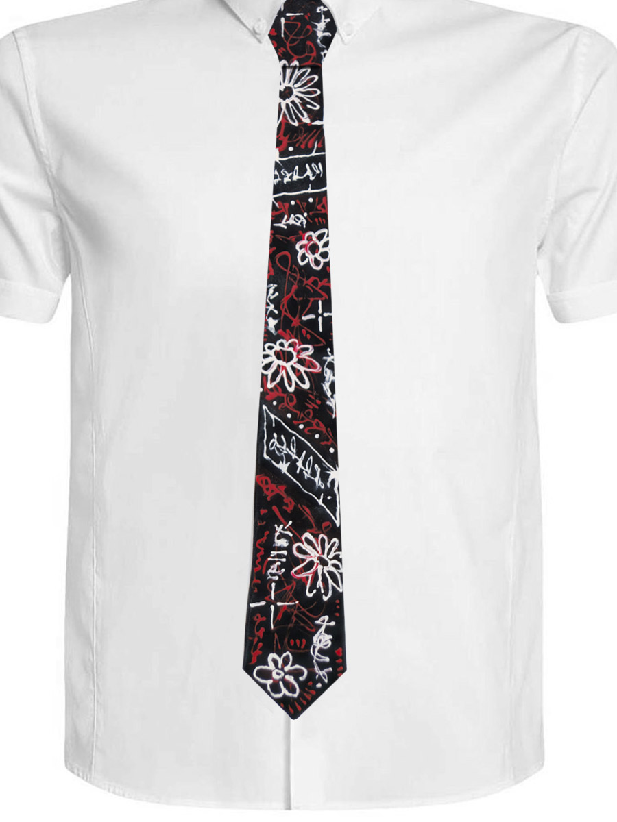 Галстук кастомный Flowers of Death - фото 1 - rockbunker.ru