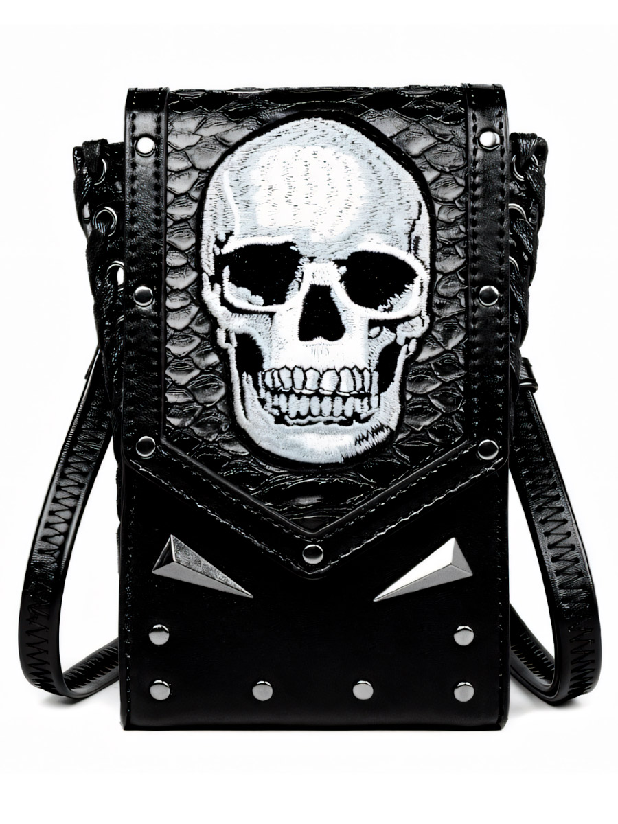 Подсумок Стимпанк Череп в Очках - фото 2 - rockbunker.ru