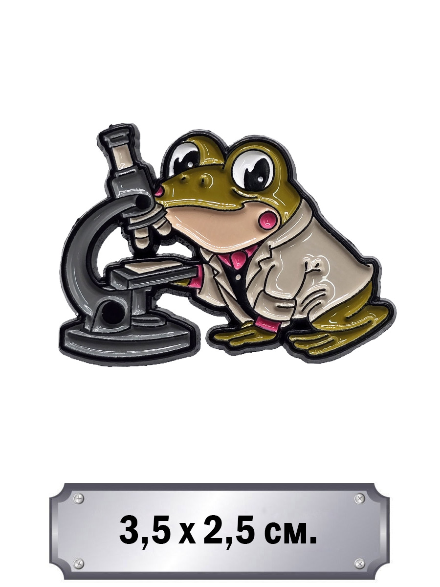 Значок Лягушка Ученый - фото 1 - rockbunker.ru