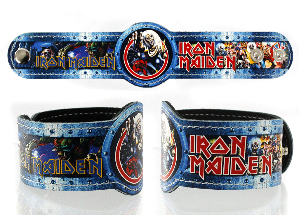 Фан-браслет кожаный RockMerch Iron Maiden - фото 1 - rockbunker.ru