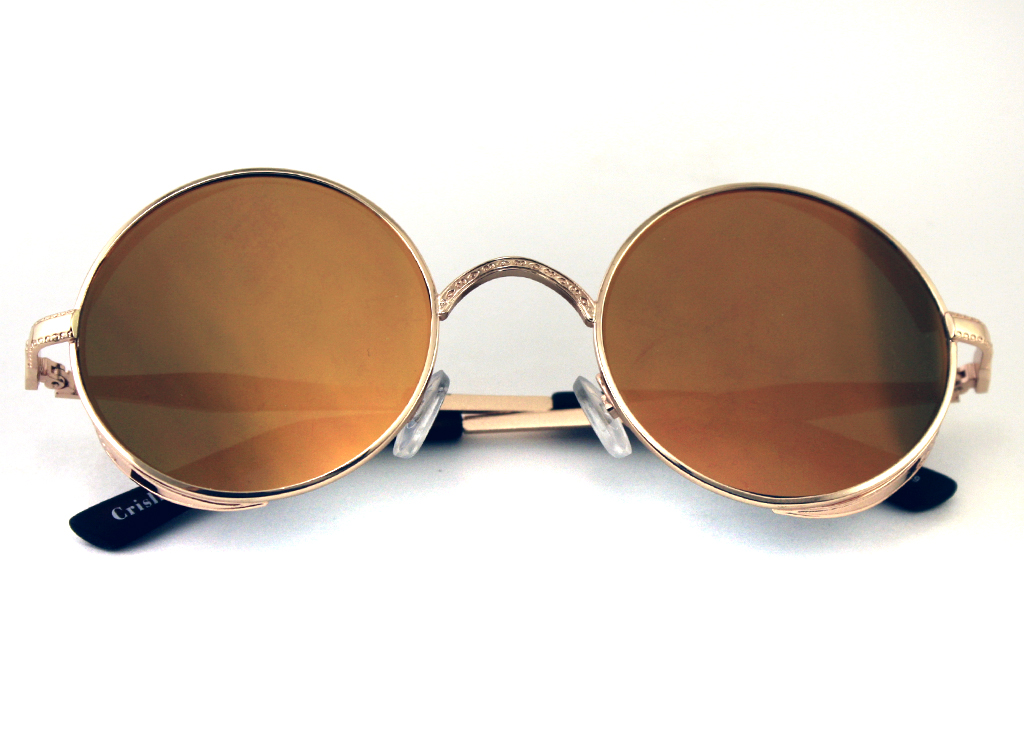 Очки солнцезащитные круглые Crisli зеркальные с шорами - фото 5 - rockbunker.ru
