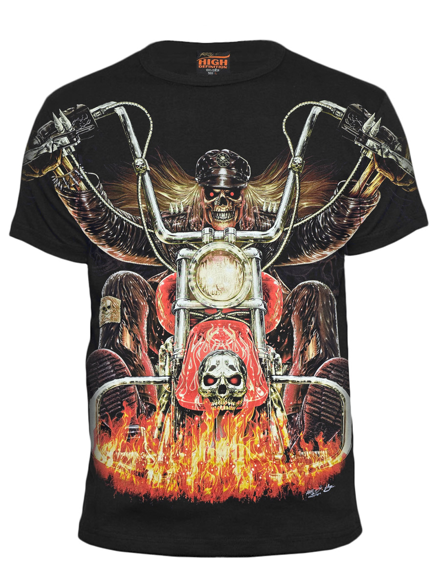 Футболка Rock Chang Скелет на мотоцикле - фото 1 - rockbunker.ru