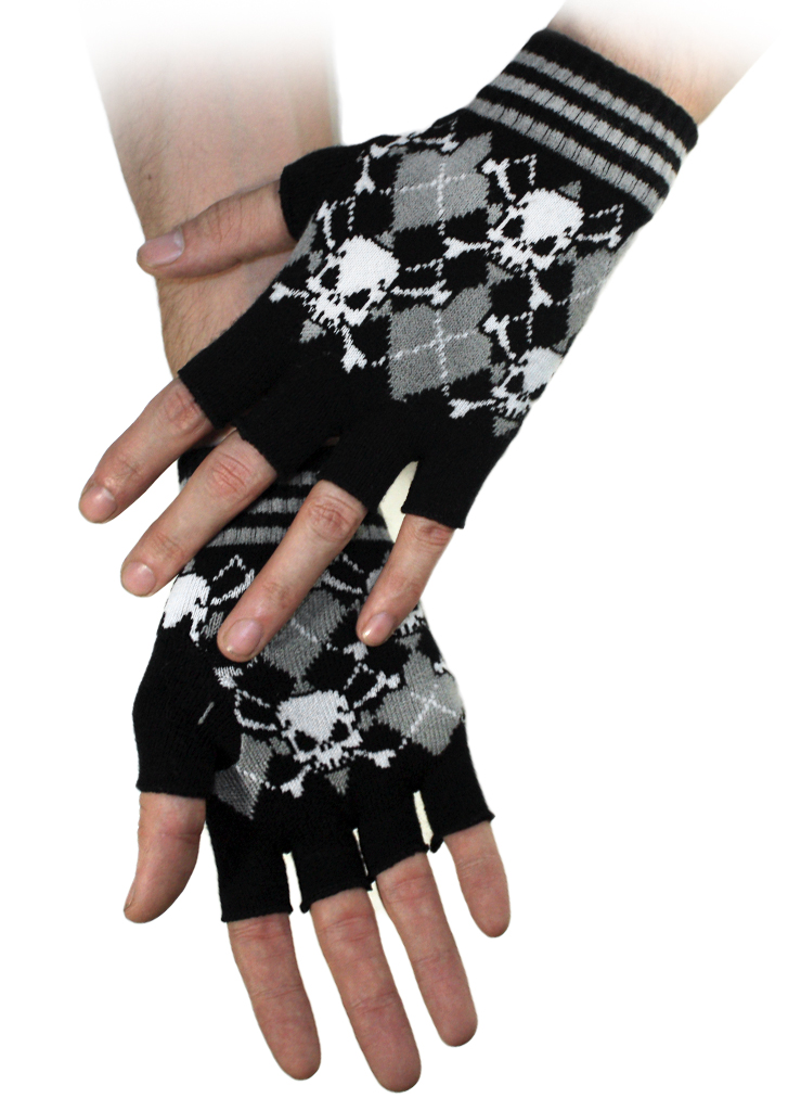 Перчатки без пальцев Черепа с орнаментом - фото 5 - rockbunker.ru