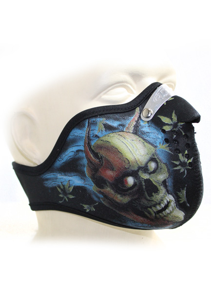 Байкерская маска череп с рогами - фото 1 - rockbunker.ru