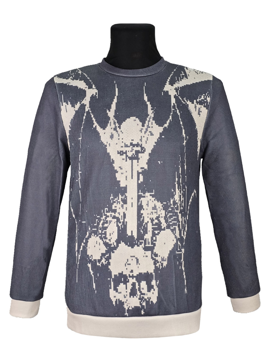 Джемпер "Летучая мышьс черепом" трикотажный - фото 1 - rockbunker.ru