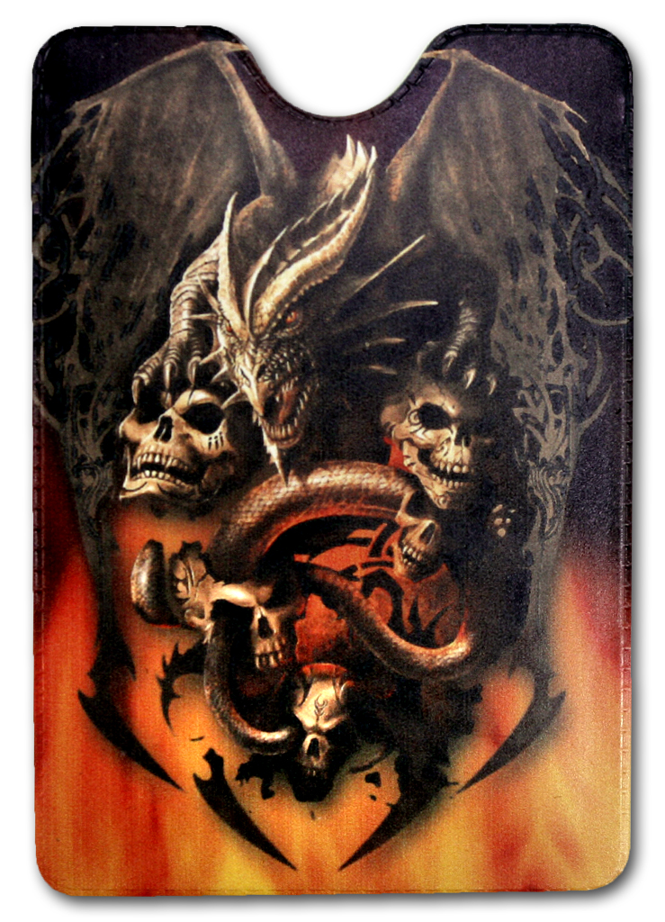 Обложка для проездного RockMerch Дракон с черепами - фото 1 - rockbunker.ru