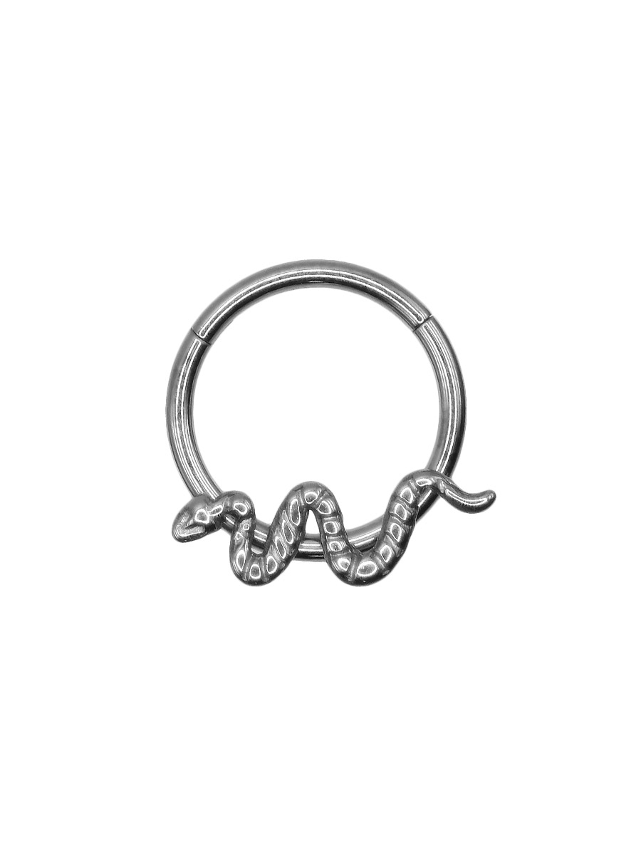 Пирсинг кольцо сегментное со змеей - фото 1 - rockbunker.ru