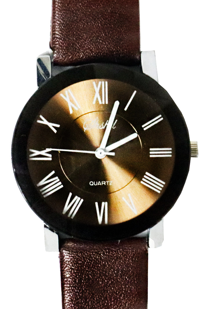 Часы наручные Quartz коричневые - фото 2 - rockbunker.ru