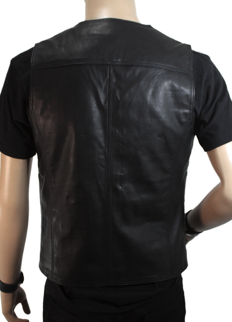 Жилет из экокожи мужской - фото 4 - rockbunker.ru