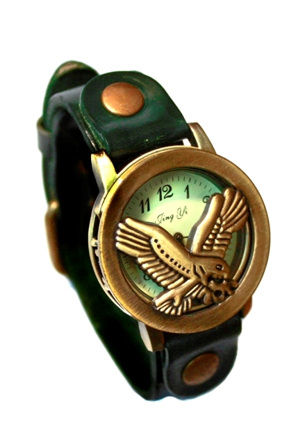 Часы наручные Орел с крышкой зелёные - фото 1 - rockbunker.ru