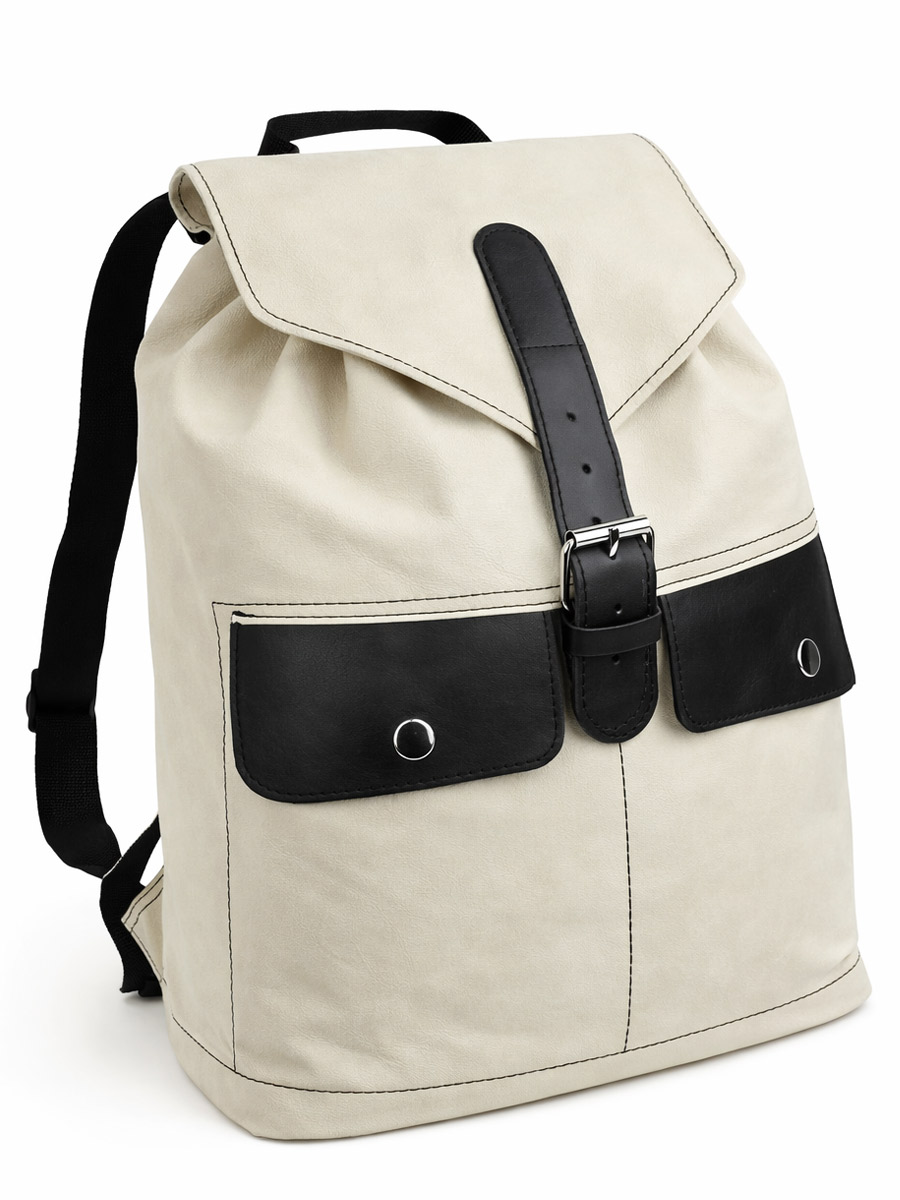 Рюкзак-торба белый с двумя карманами  - фото 1 - rockbunker.ru