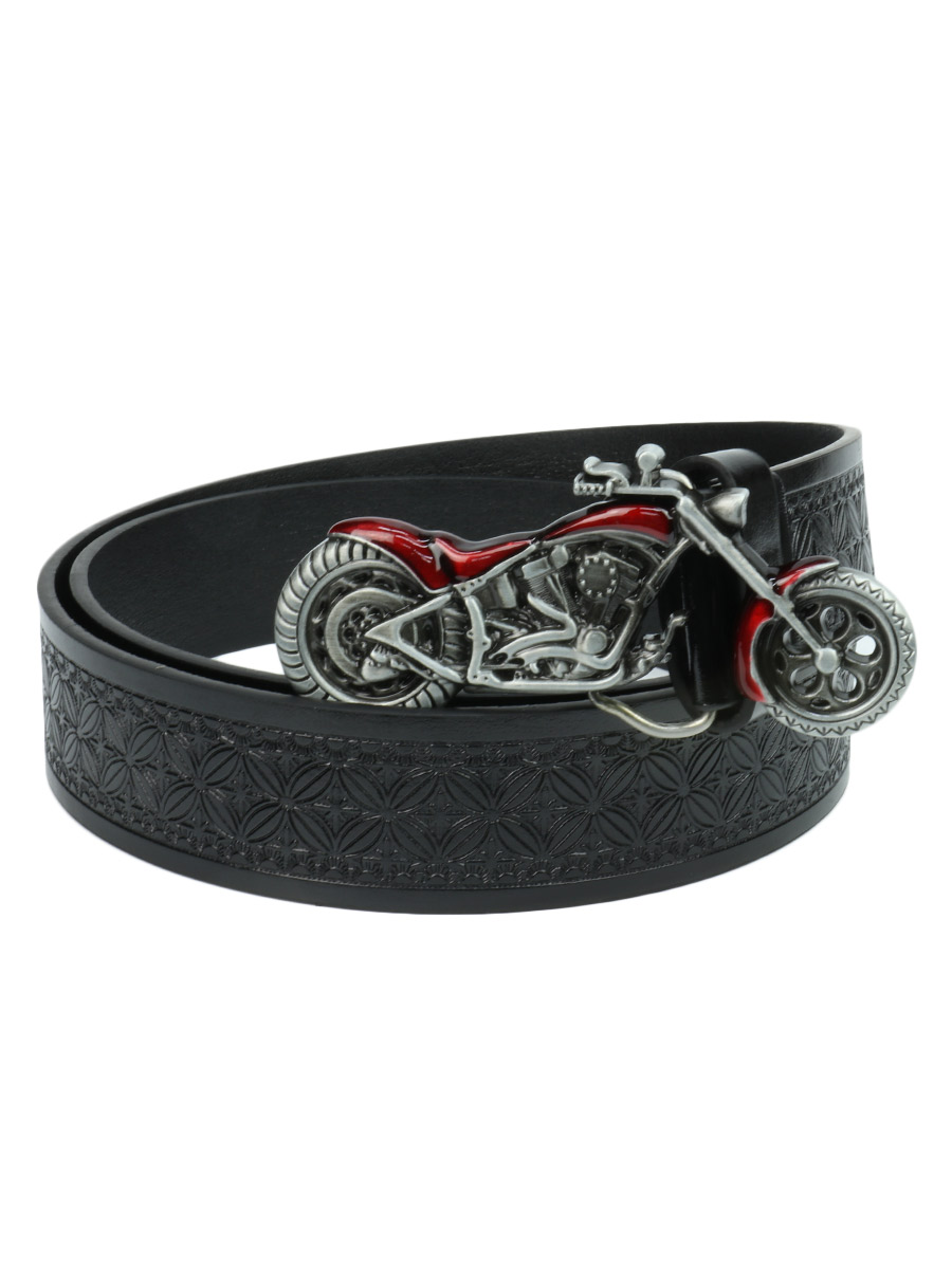 Ремень с пряжкой Байк  черный - фото 1 - rockbunker.ru