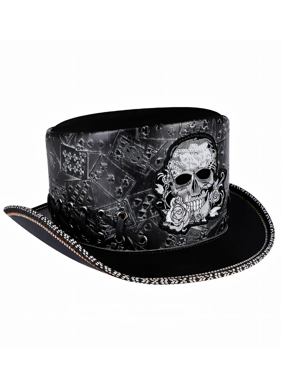 Стимпанк Шляпа Череп с Розой - фото 1 - rockbunker.ru