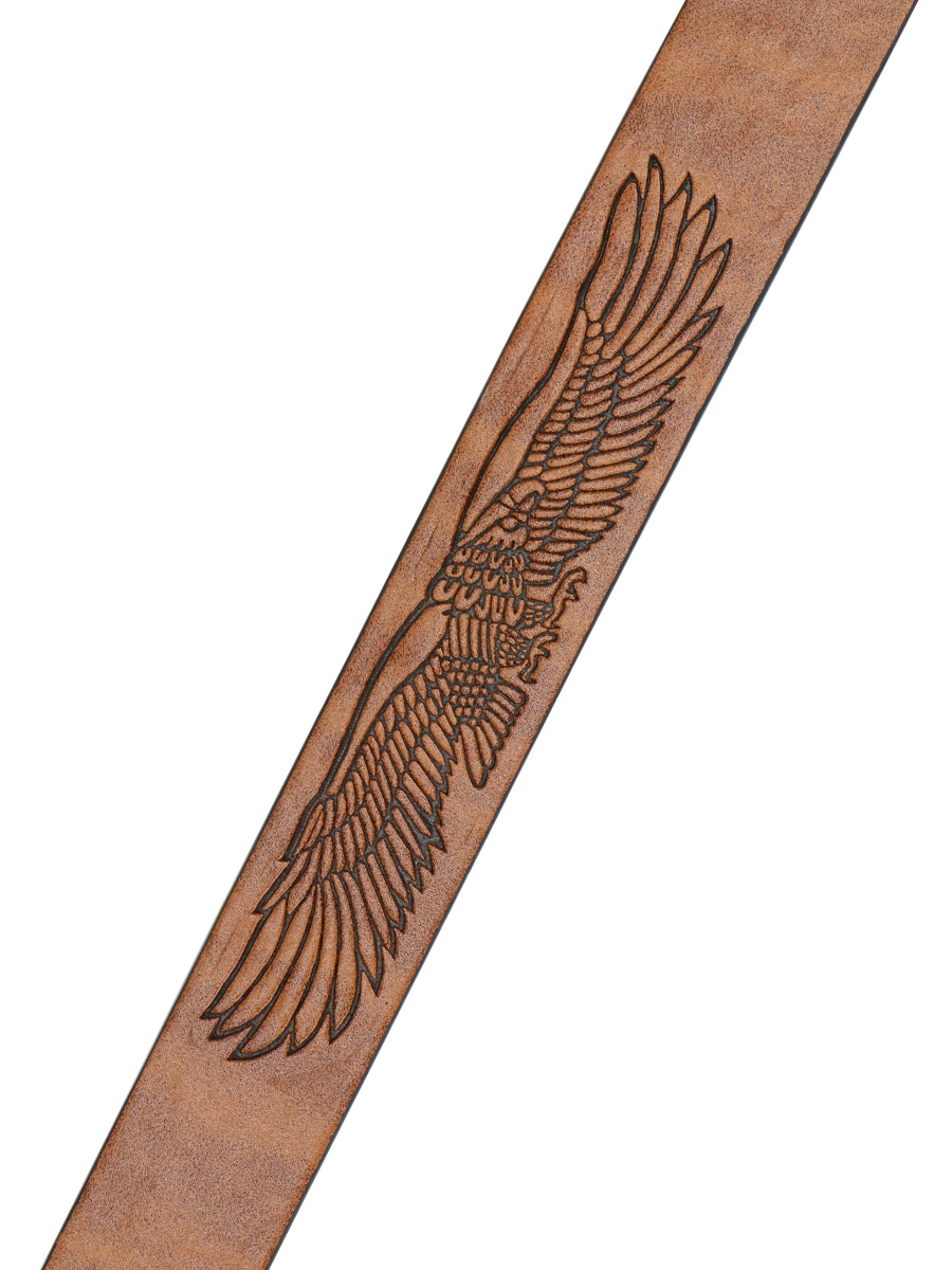 Ремень из экокожи с пряжкой Череп со змеями коричневый - фото 2 - rockbunker.ru