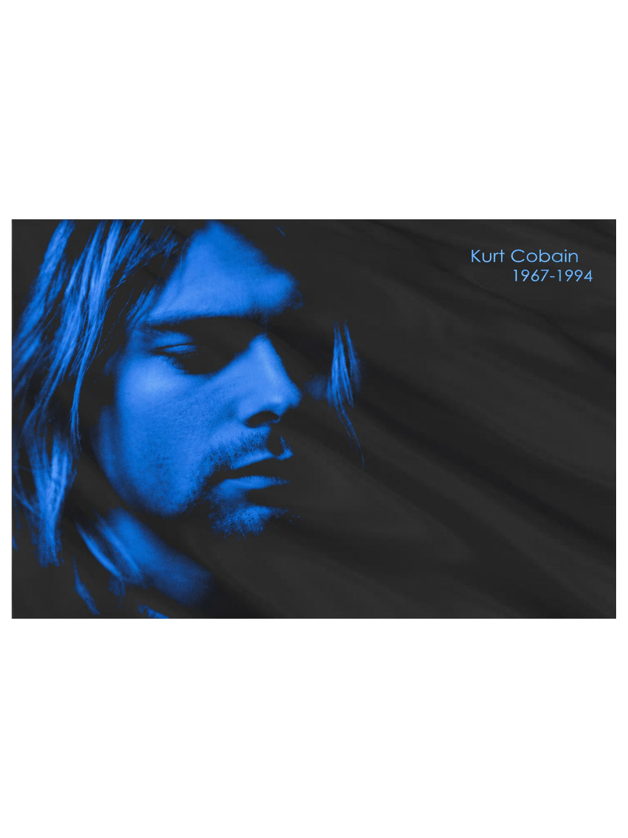 Флаг Kurt Cobain синий - фото 2 - rockbunker.ru