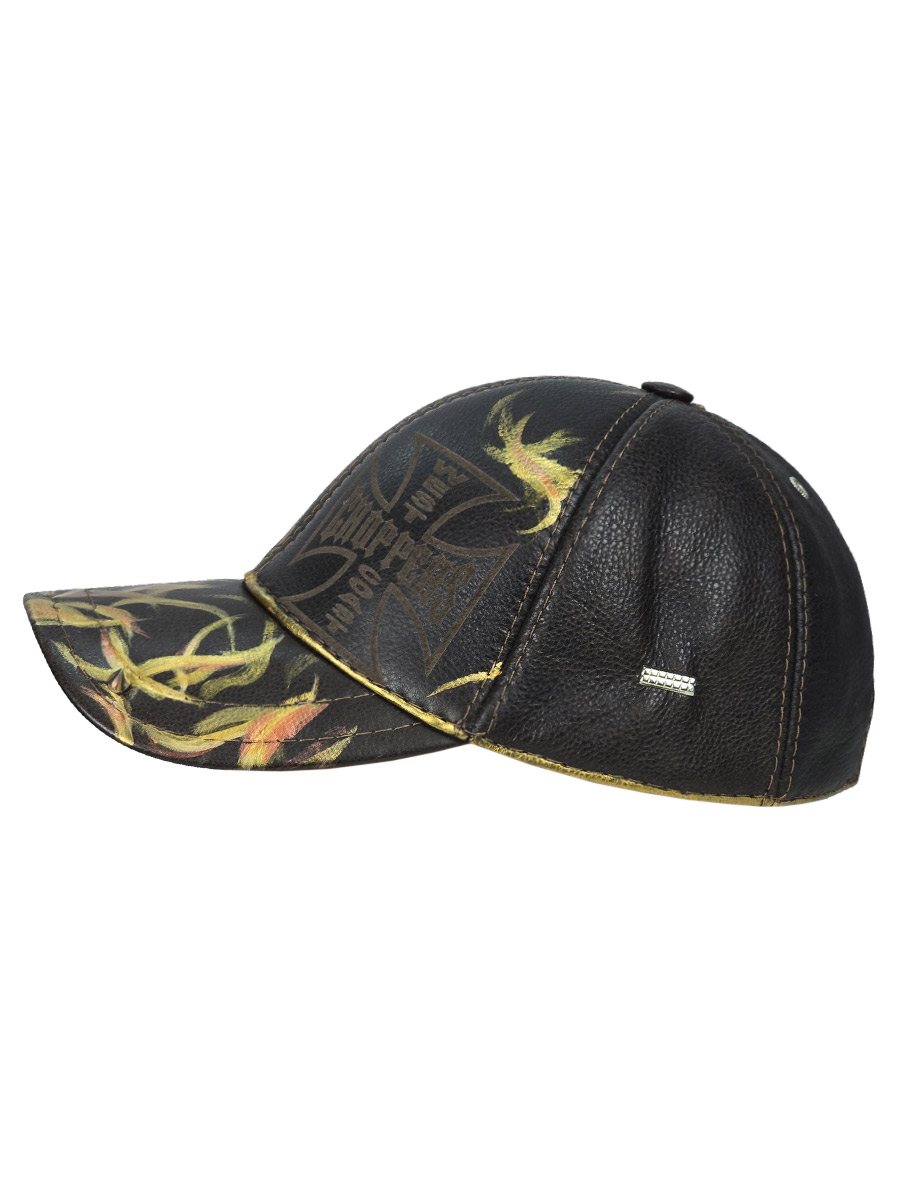 Кепка кастомная кожаная Golden Trible - фото 3 - rockbunker.ru